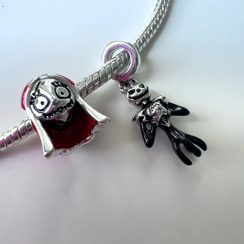 Nightmare Before Christmas Sally Jack Skellington Charm Bracelet Pandora Style - Picture 6 of 9